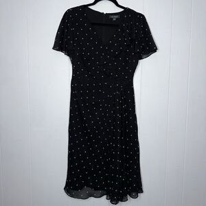 Lauren Ralph Lauren Women’s Polka Dot Dress Black Ruffle Detail Size 2
